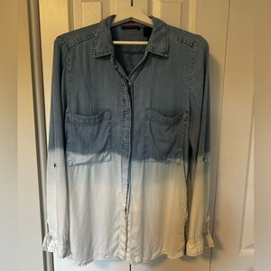 Soft Denim Button-Up with Lace